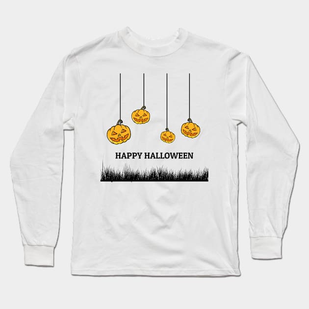 Happy Halloween pumpkin Long Sleeve T-Shirt by YousifAzeez